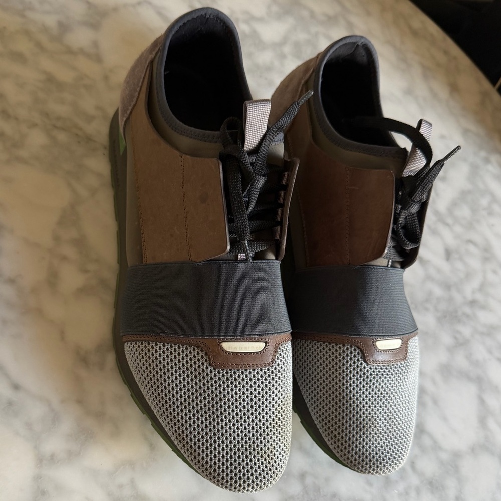 Authentic Balenciaga Leather, Suede & Mesh Race Runner Sneakers Shoes Size 45 - Picture 13 of 15